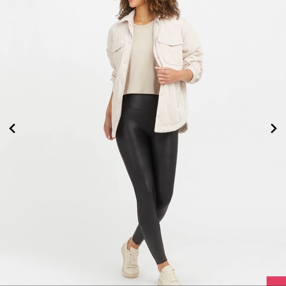 SPANX Pants - SPANXS FAUX LEATHER LEGGINGS BLACK SIZE MEDIUM